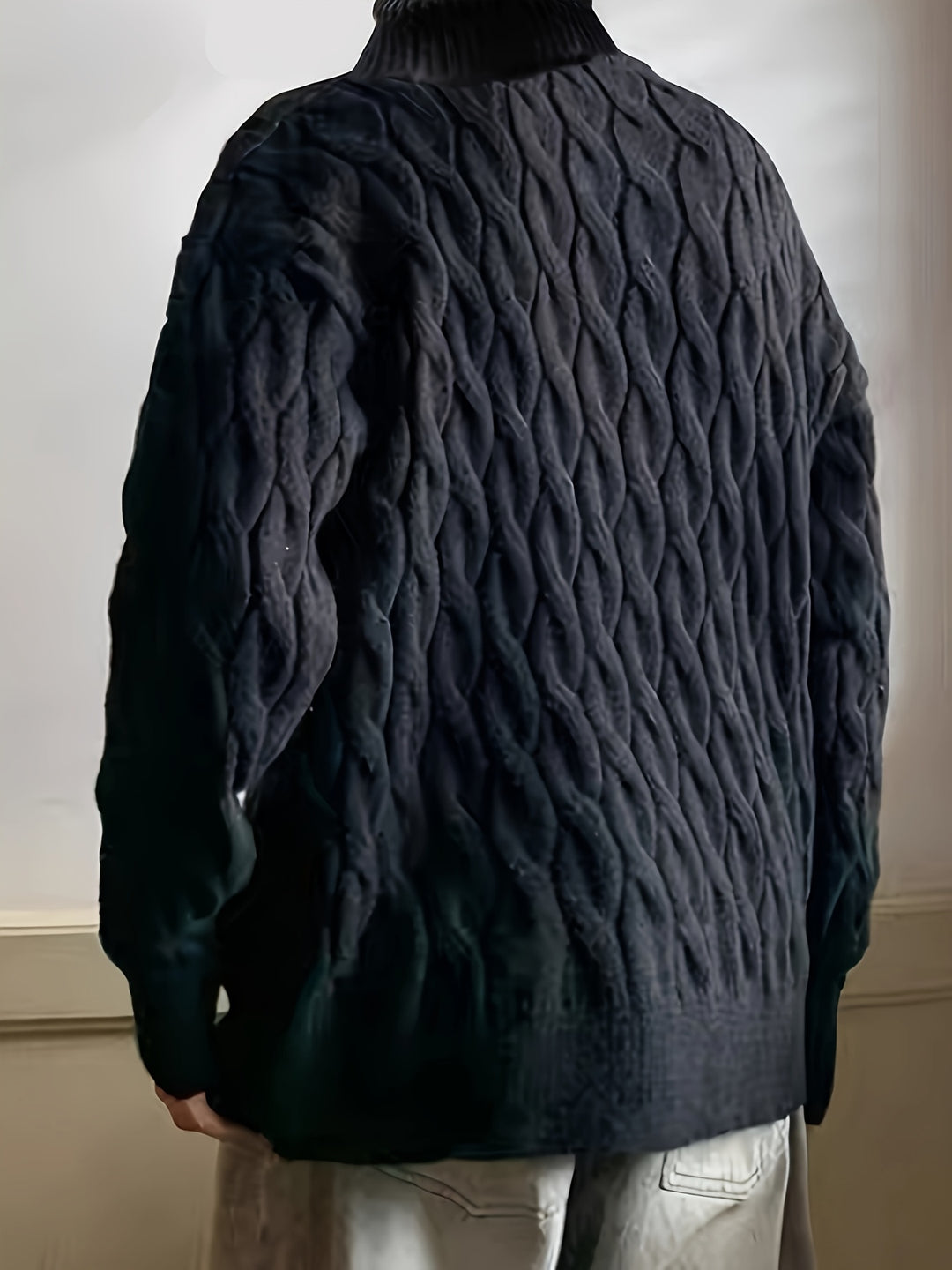 Herr Stickad Tröja - Oversized Stretch Komfort