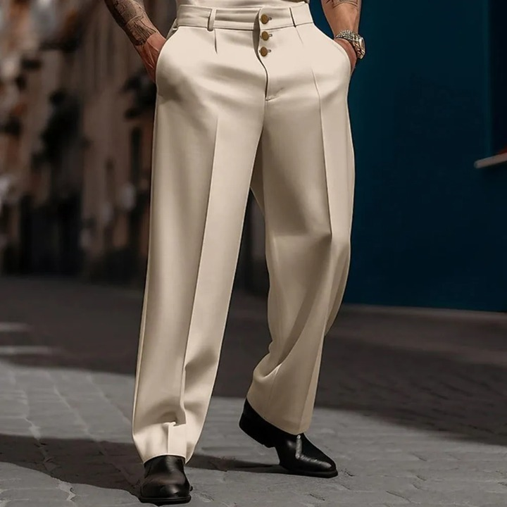 Herr Straight Fit Byxor - Klassisk Affärssnitt - Khaki