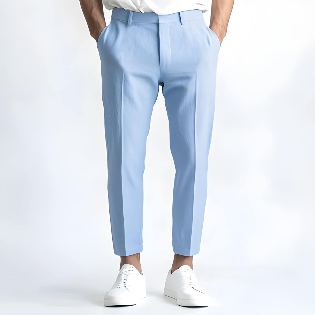 Herr Straight Fit Byxor - Klassisk Casual Look - Blå