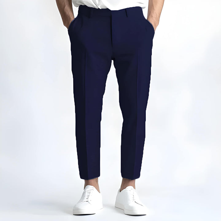 Herr Straight Fit Byxor - Klassisk Casual Look - Marinblå