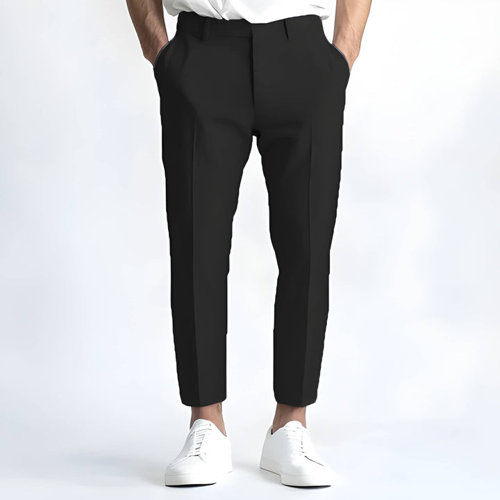 Herr Straight Fit Byxor - Klassisk Casual Look - Svart