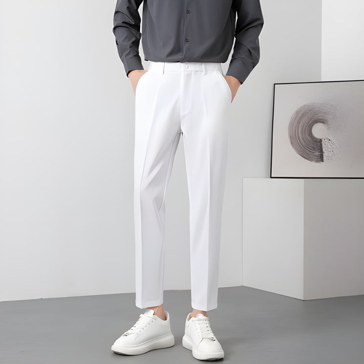 Herr Straight Fit Byxor - Klassisk Casual Look - Vit