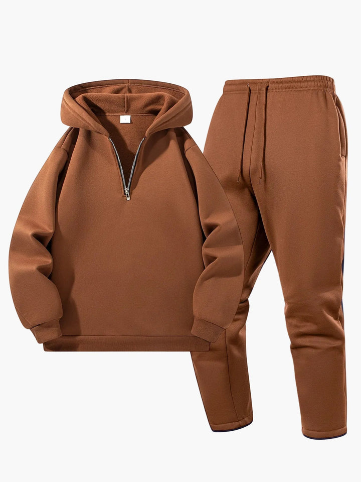 Herr Straight Set Med Huva - Höstkollektion - Brun