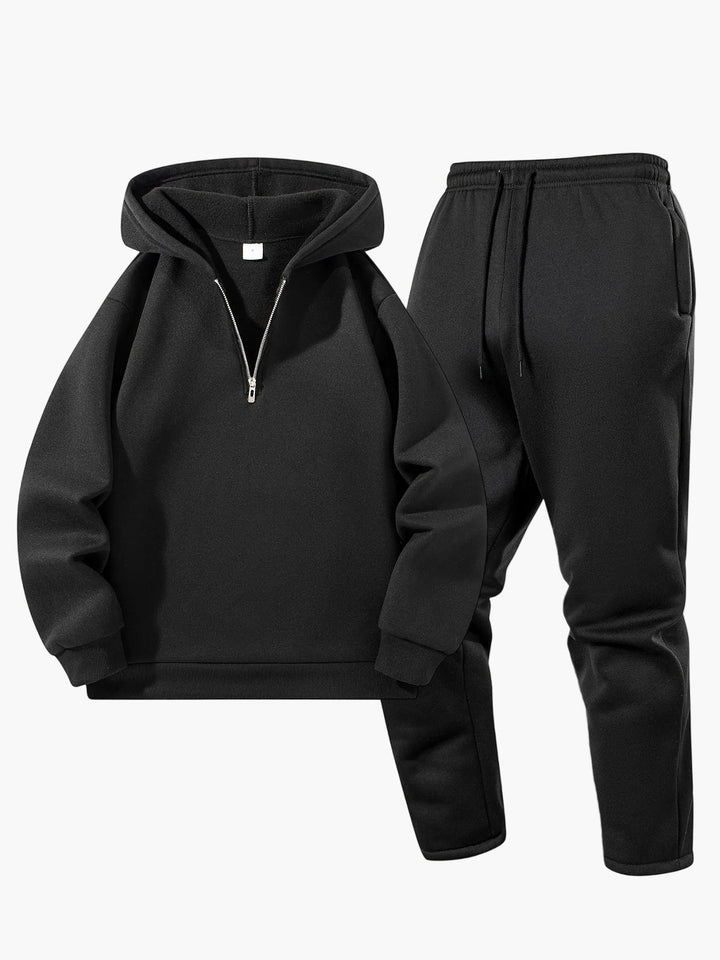 Herr Straight Set Med Huva - Höstkollektion - Svart