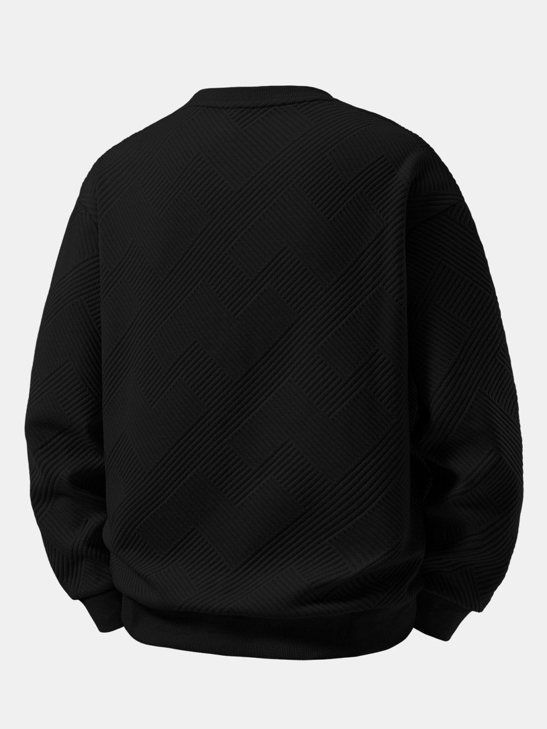 Herr Strukturerad Jacquard Crew Neck Sweatshirt – Avslappnad Passform