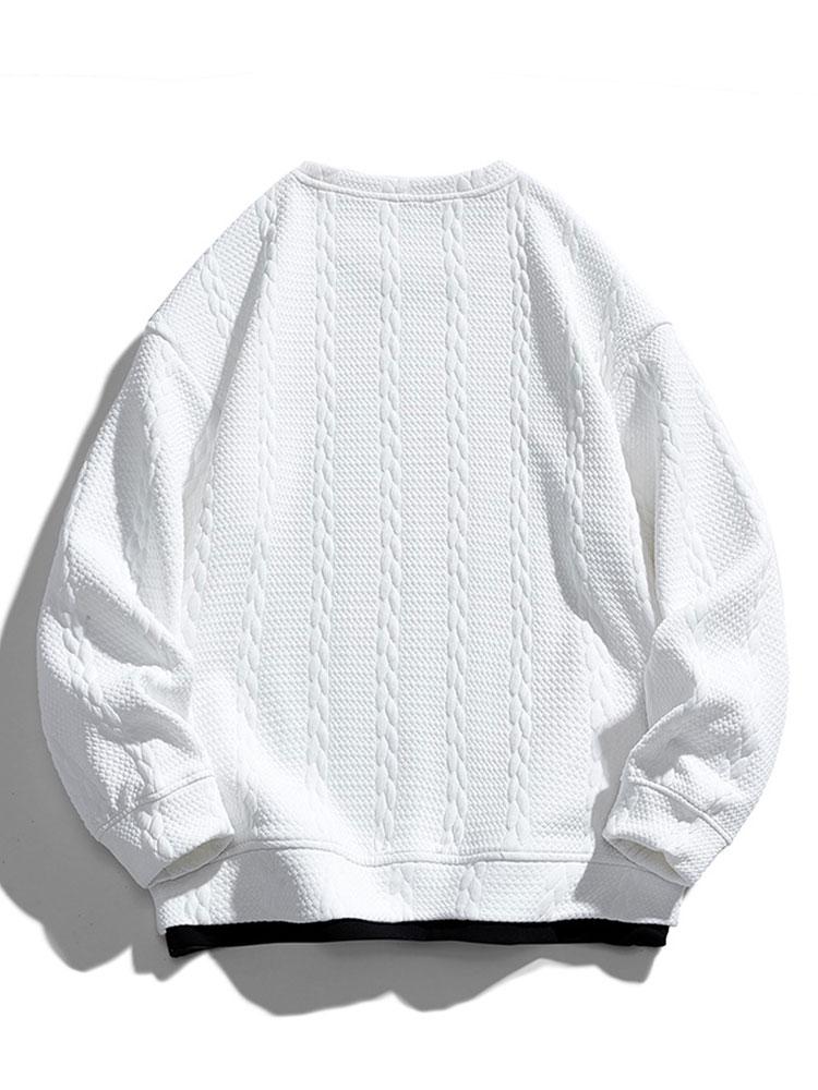 Herr Strukturerad Jacquard Sweatshirt – Avslappnad Passform