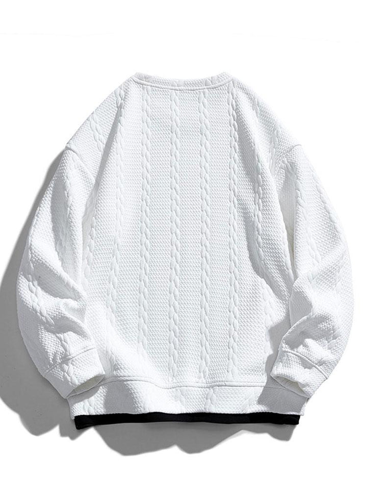 Herr Strukturerad Jacquard Sweatshirt – Avslappnad Passform