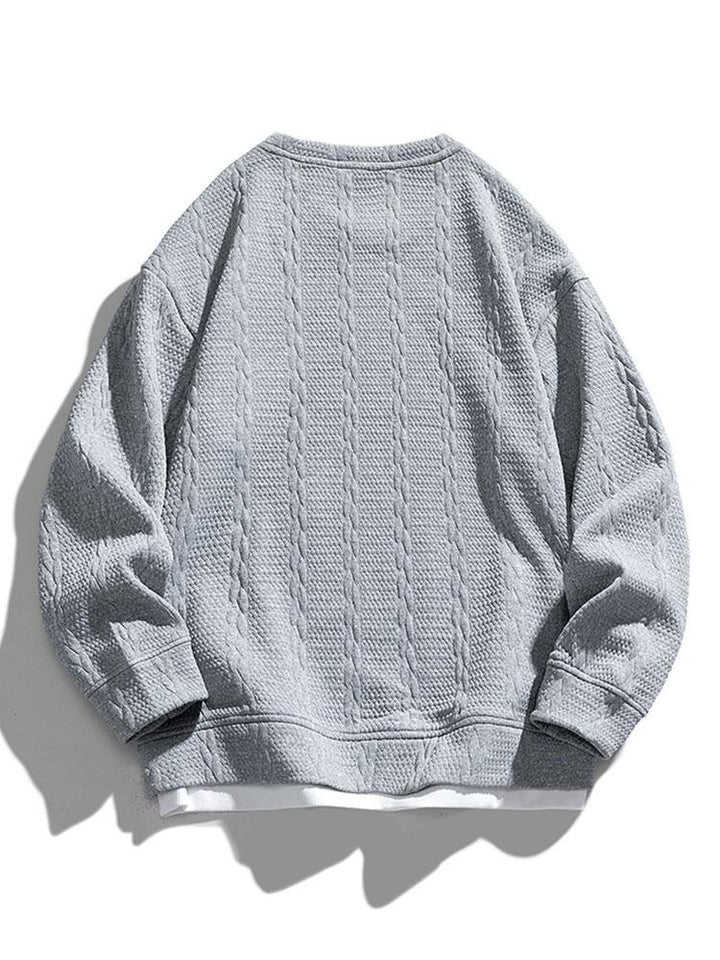 Herr Strukturerad Jacquard Sweatshirt – Avslappnad Passform
