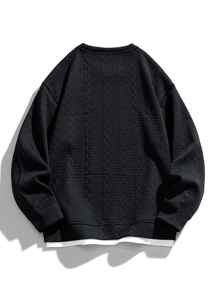 Herr Strukturerad Jacquard Sweatshirt – Avslappnad Passform