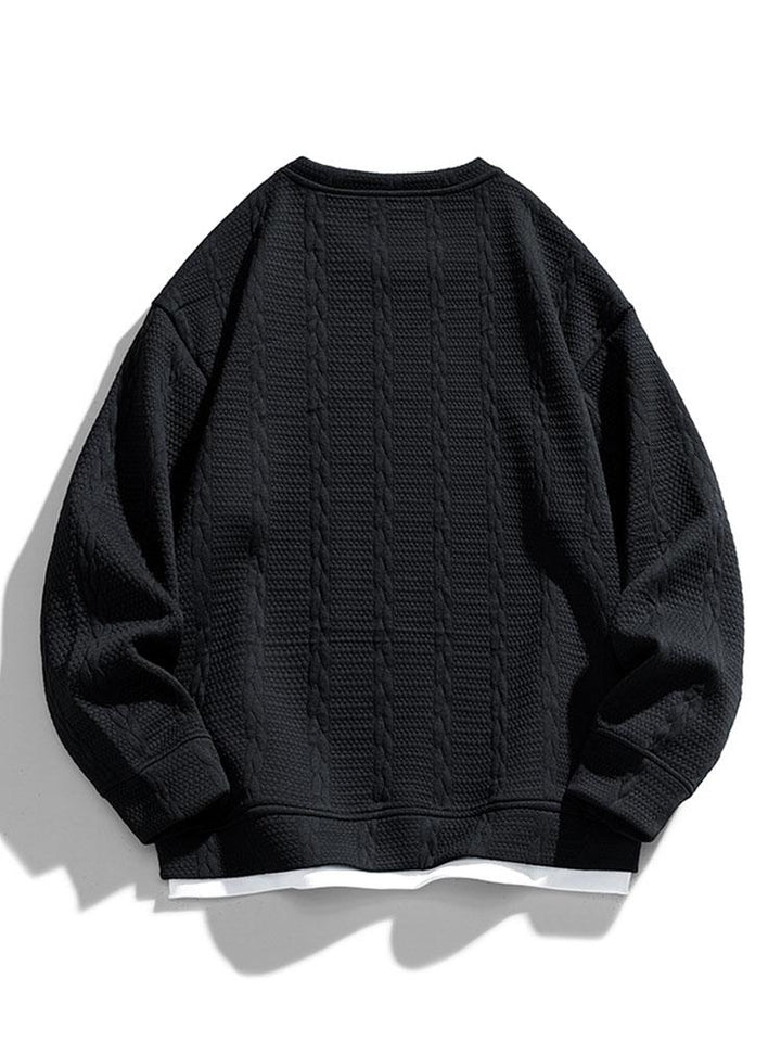 Herr Strukturerad Jacquard Sweatshirt – Avslappnad Passform