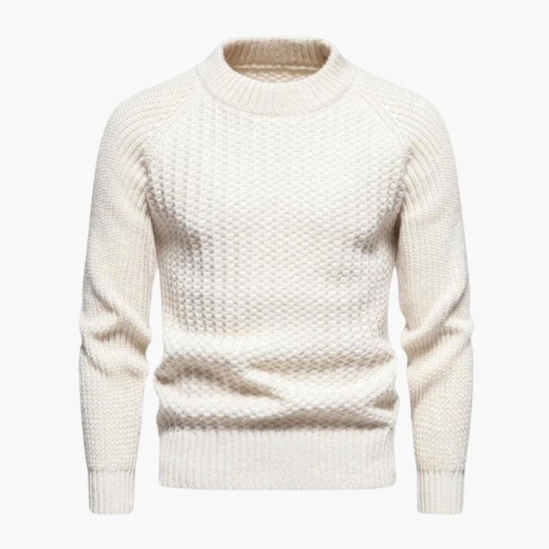 Herr Strukturmönstrad Rundhalströja - Modern Look - Beige