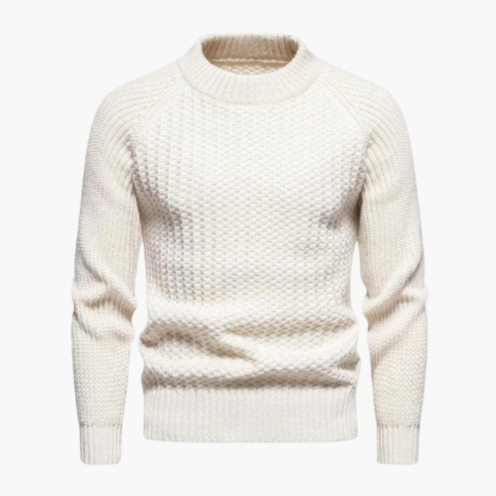 Herr Strukturmönstrad Rundhalströja - Modern Look - Beige