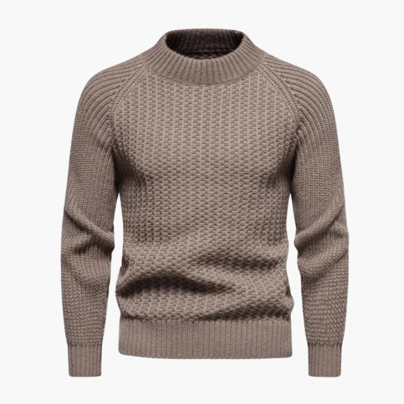 Herr Strukturmönstrad Rundhalströja - Modern Look - Khaki