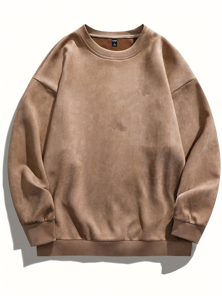 Herr Sweatshirt Rund Hals - Klassisk Casual - Kaffe