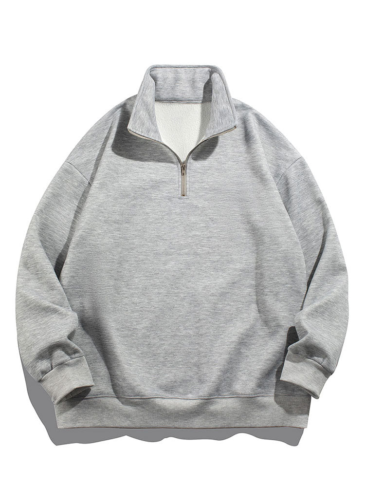 Herr Teddy Fleece Halvzip Sweatshirt in grå, Mysig Höst- och Vinterkollektio