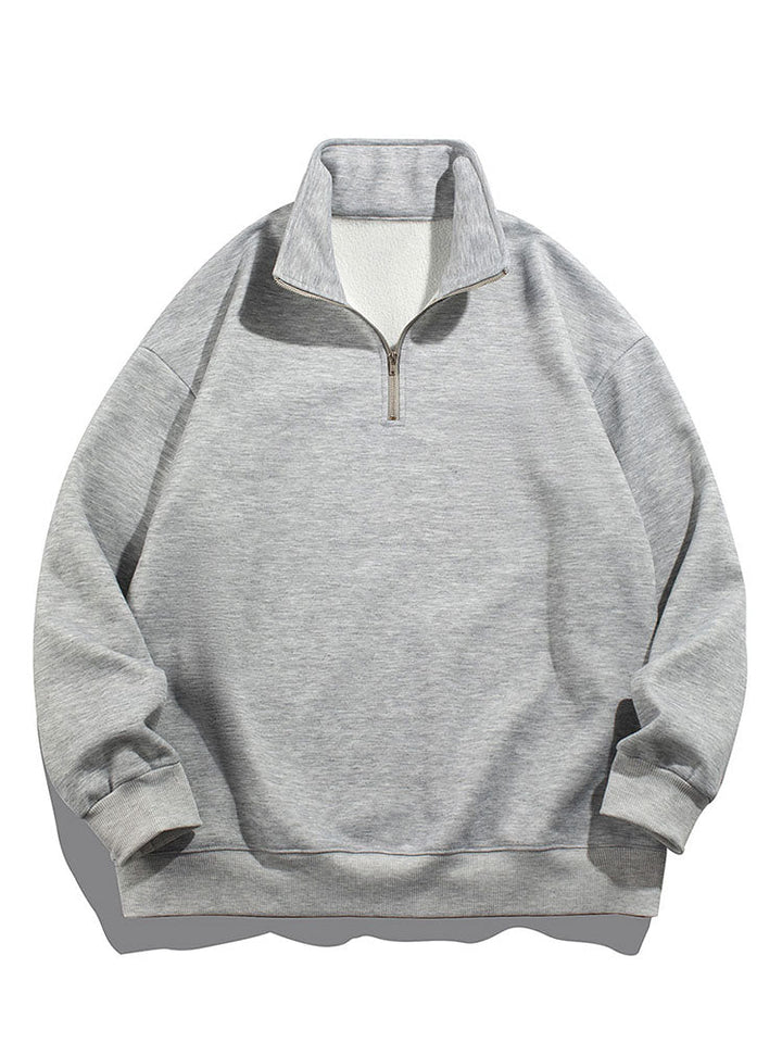 Herr Teddy Fleece Halvzip Sweatshirt in grå, Mysig Höst- och Vinterkollektio