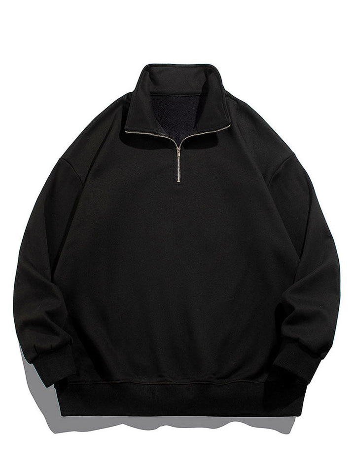 Herr Teddy Fleece Halvzip Sweatshirt in svart, Mysig Höst- och Vinterkollektio