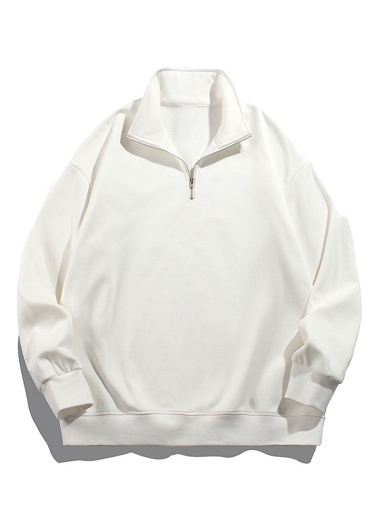 Herr Teddy Fleece Halvzip Sweatshirt in vit, Mysig Höst- och Vinterkollektio