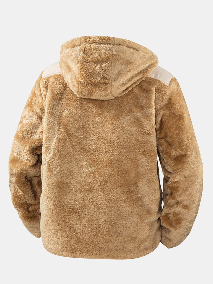 Herr Teddy Fleece Hoodie Jacka - Mysig Varm Casual