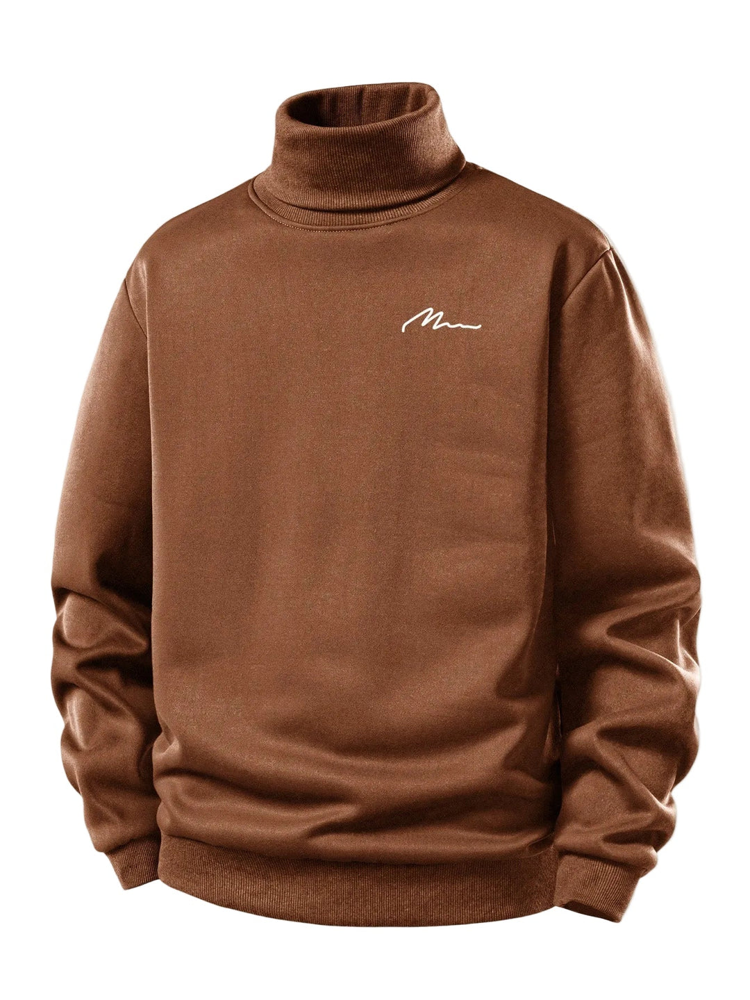 Herr Teddy Fleece Rullkrage Sweatshirt in brun, Varm Casual Pullover