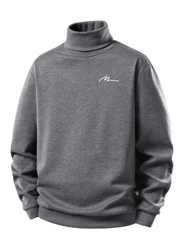 Herr Teddy Fleece Rullkrage Sweatshirt in grå, Varm Casual Pullover