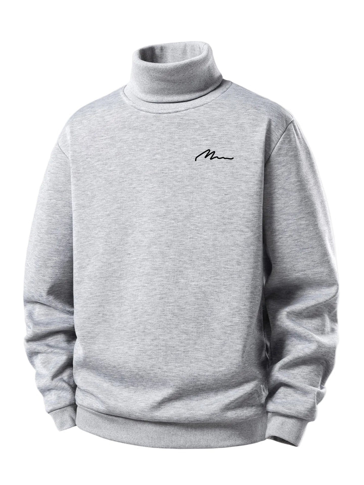 Herr Teddy Fleece Rullkrage Sweatshirt in ljusgrå, Varm Casual Pullover