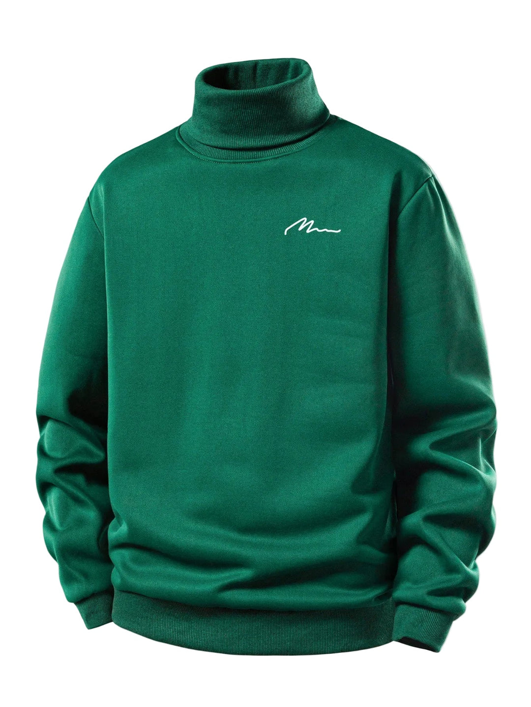 Herr Teddy Fleece Rullkrage Sweatshirt in mörkgrön, Varm Casual Pullover