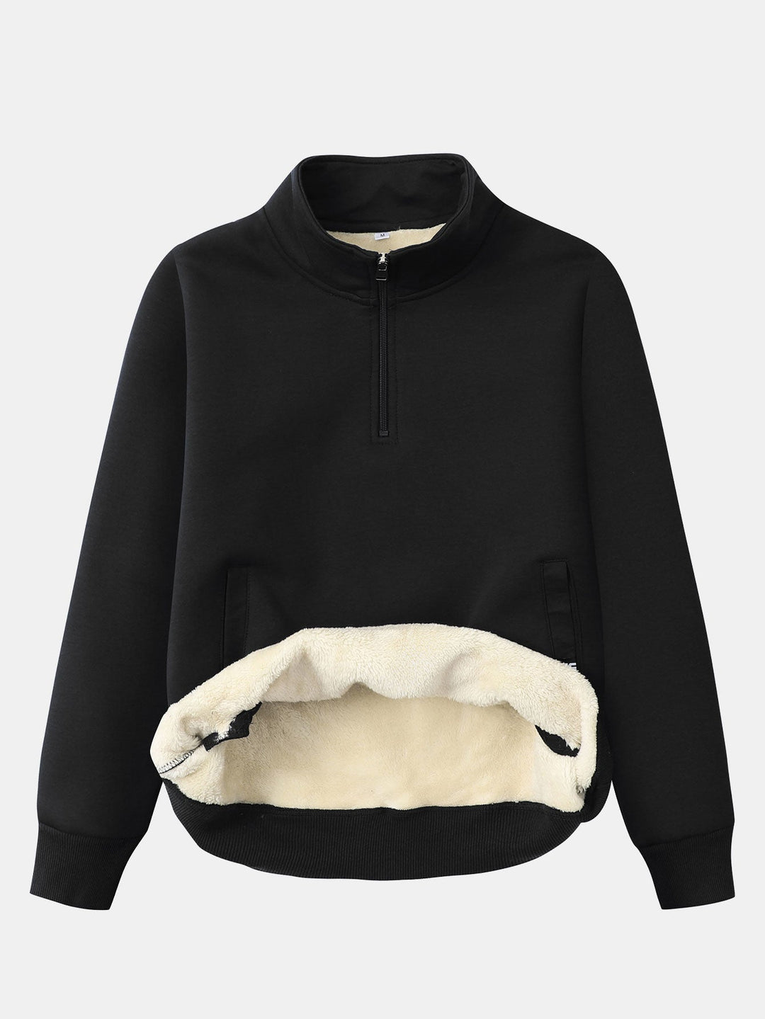Herr Teddy Fleece Sweatshirt med Dragkedja – Varm Bomullsblandning