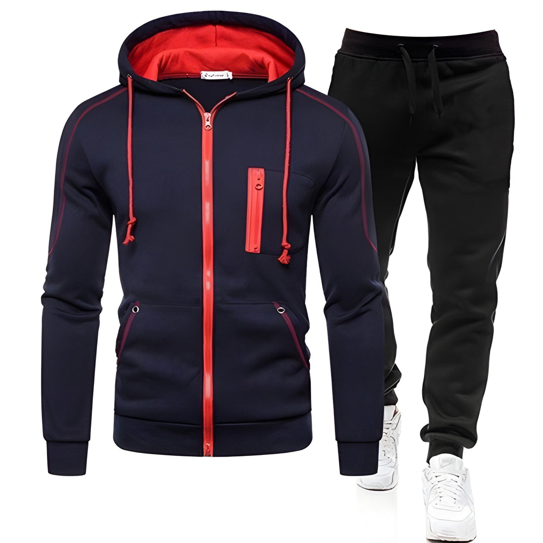 Herr Träningsoverall - Hoodie &amp; Joggbyxor Varm &amp; Sportiv - Blå