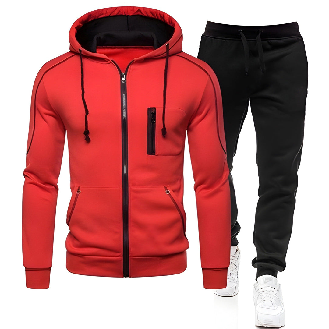 Herr Träningsoverall - Hoodie &amp; Joggbyxor Varm &amp; Sportiv - Röd