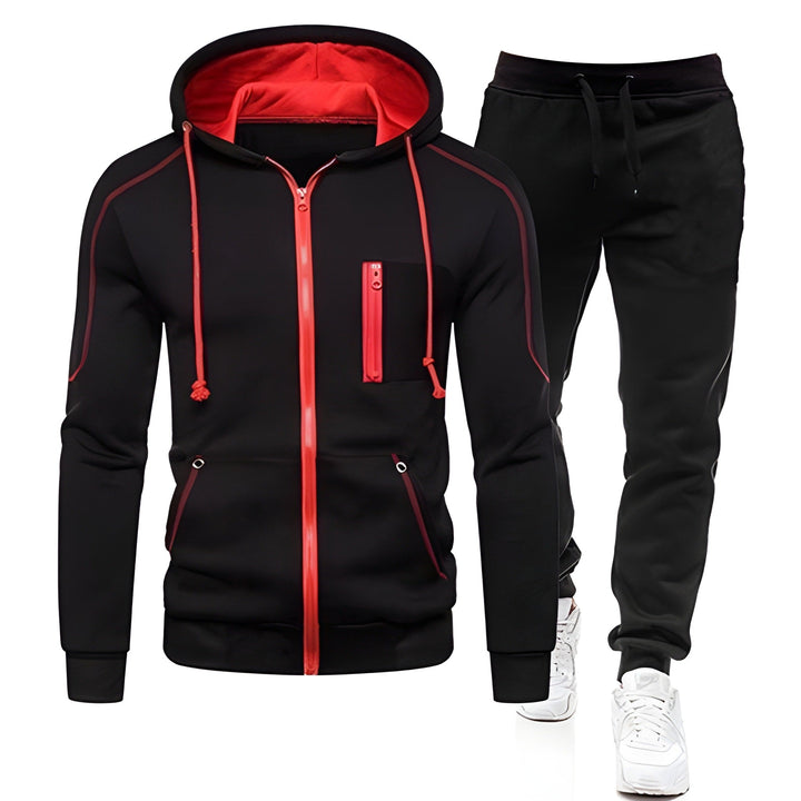 Herr Träningsoverall - Hoodie &amp; Joggbyxor Varm &amp; Sportiv - Svart