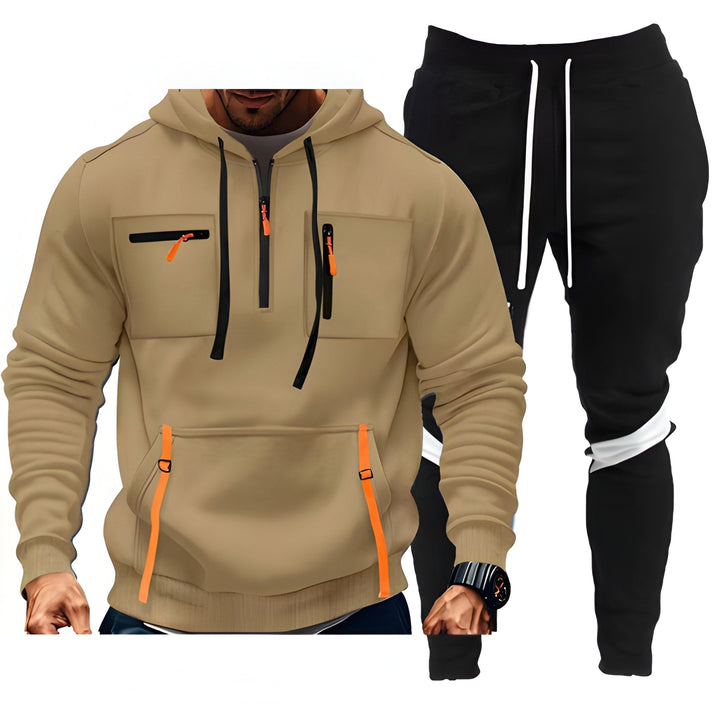 Herr Träningsoverall - Hoodie &amp; Joggingbyxor Svart - Khaki