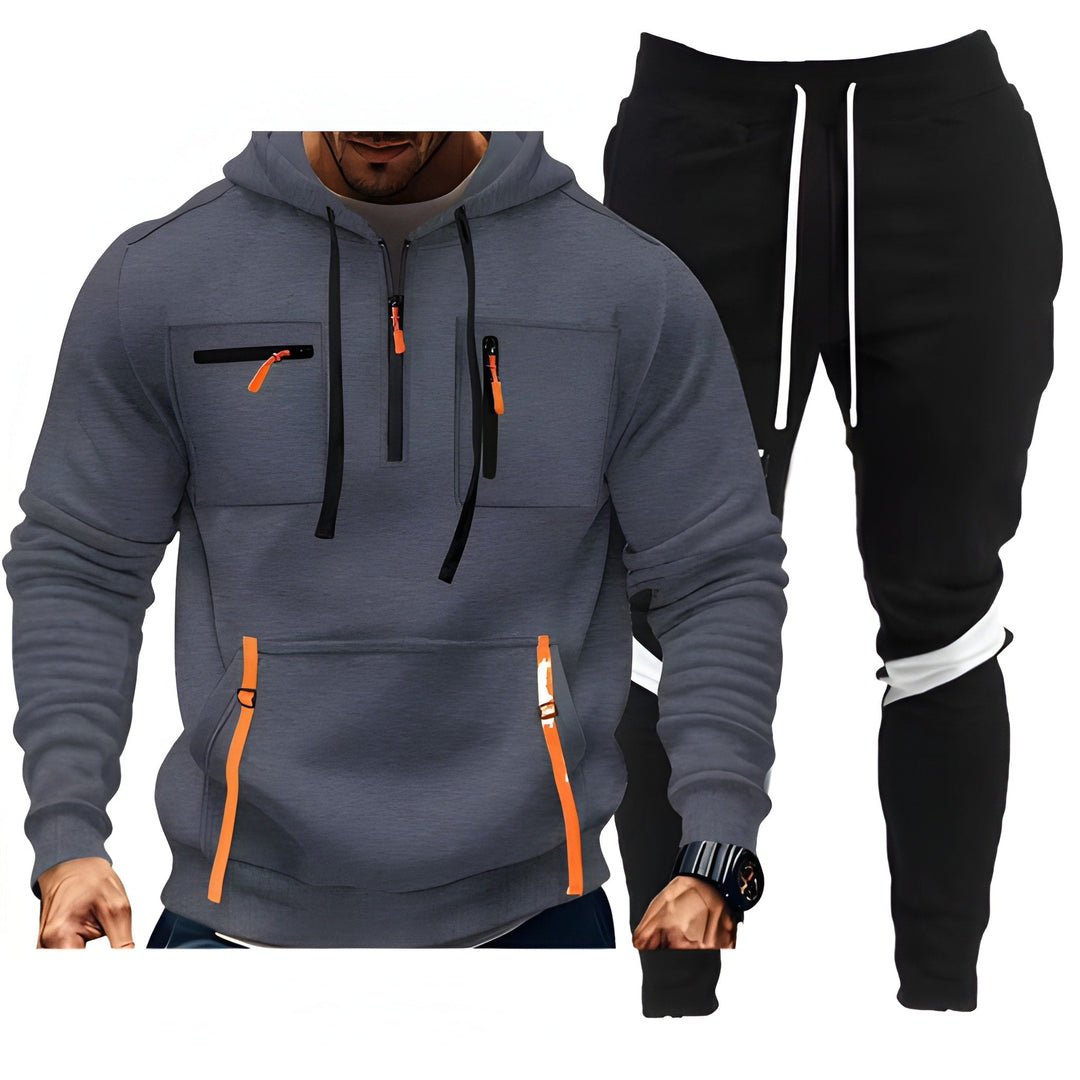 Herr Träningsoverall - Hoodie &amp; Joggingbyxor Svart - Mörkgrå