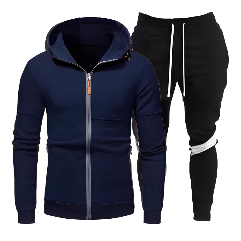 Herr Träningsset Hoodie &amp; Joggingbyxor - Sportiv &amp; Bekväm - Blå