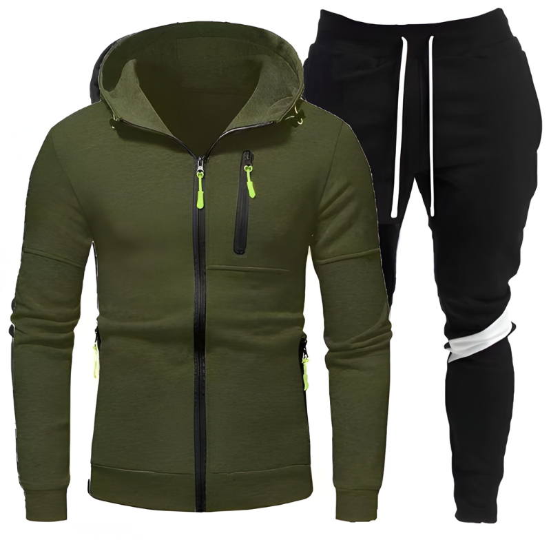 Herr Träningsset Hoodie &amp; Joggingbyxor - Sportiv &amp; Bekväm - Grön