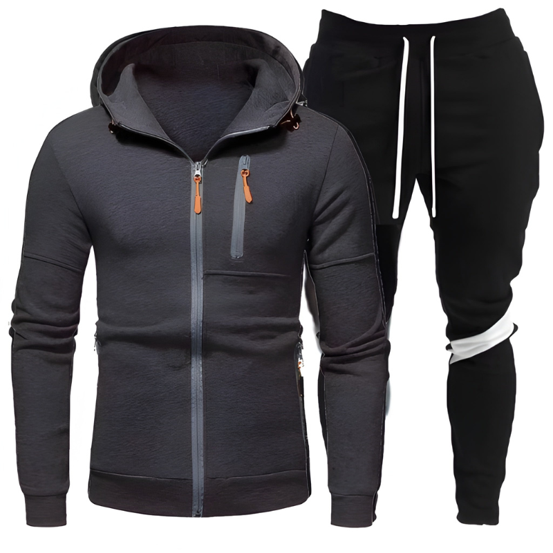 Herr Träningsset Hoodie &amp; Joggingbyxor - Sportiv &amp; Bekväm - Mörkgrå