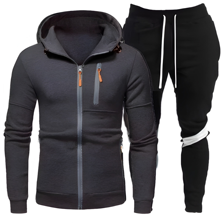 Herr Träningsset Hoodie &amp; Joggingbyxor - Sportiv &amp; Bekväm - Mörkgrå