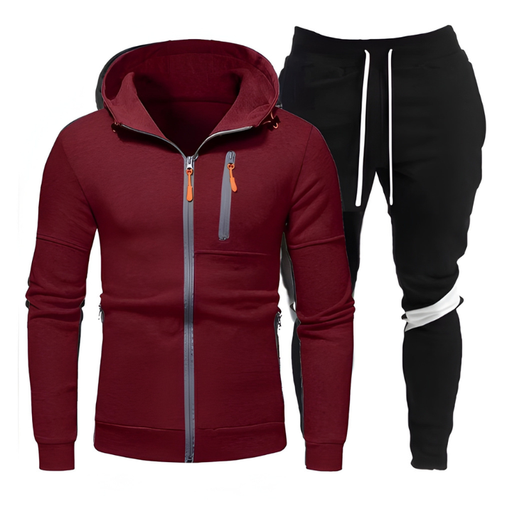 Herr Träningsset Hoodie &amp; Joggingbyxor - Sportiv &amp; Bekväm - Röd