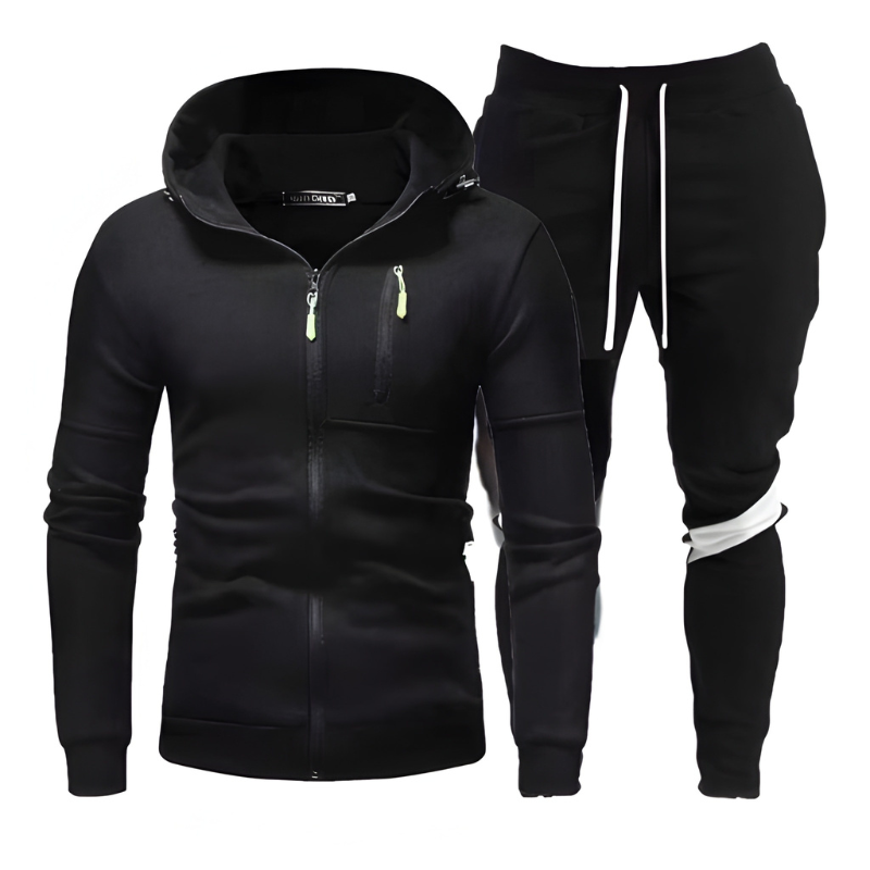 Herr Träningsset Hoodie &amp; Joggingbyxor - Sportiv &amp; Bekväm - Svart