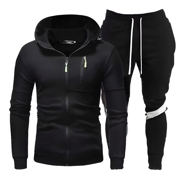 Herr Träningsset Hoodie &amp; Joggingbyxor - Sportiv &amp; Bekväm - Svart