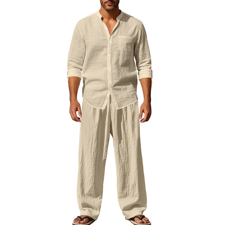 Herr Tvådelad Set - Klassisk Stil och Komfort - Khaki