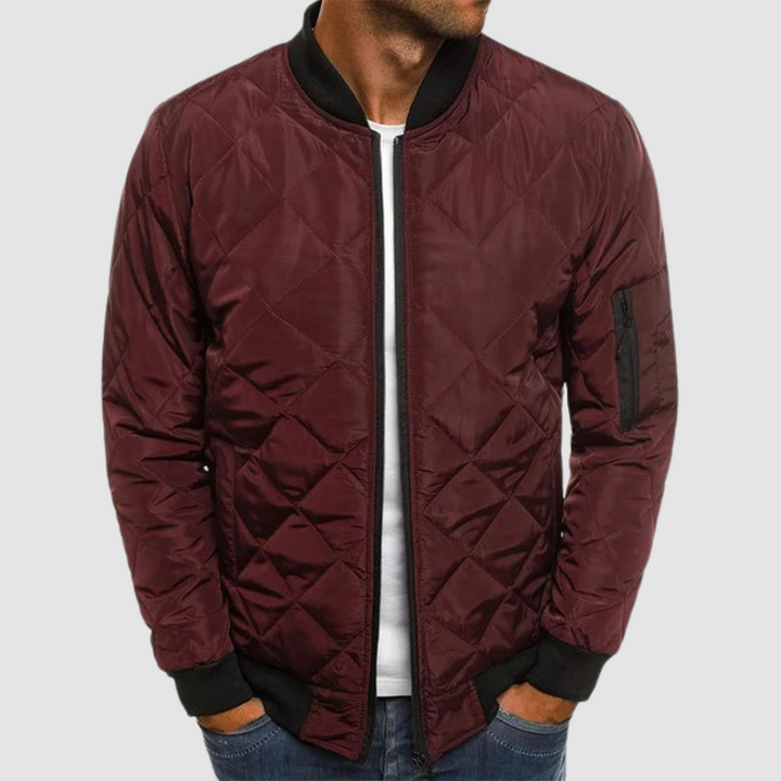 Herr Vårjacka med Fickor - Andningsbar Casual Stil - Burgundy