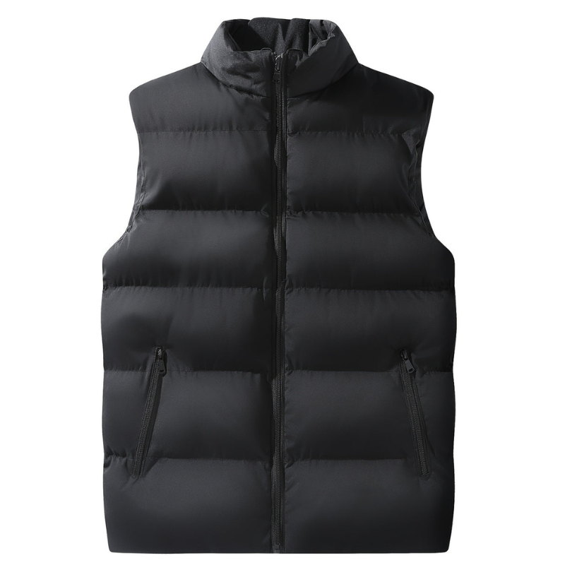 Herr Väst Oppstigande Krage - Lätt &amp; Varm Bodywarmer - Svart