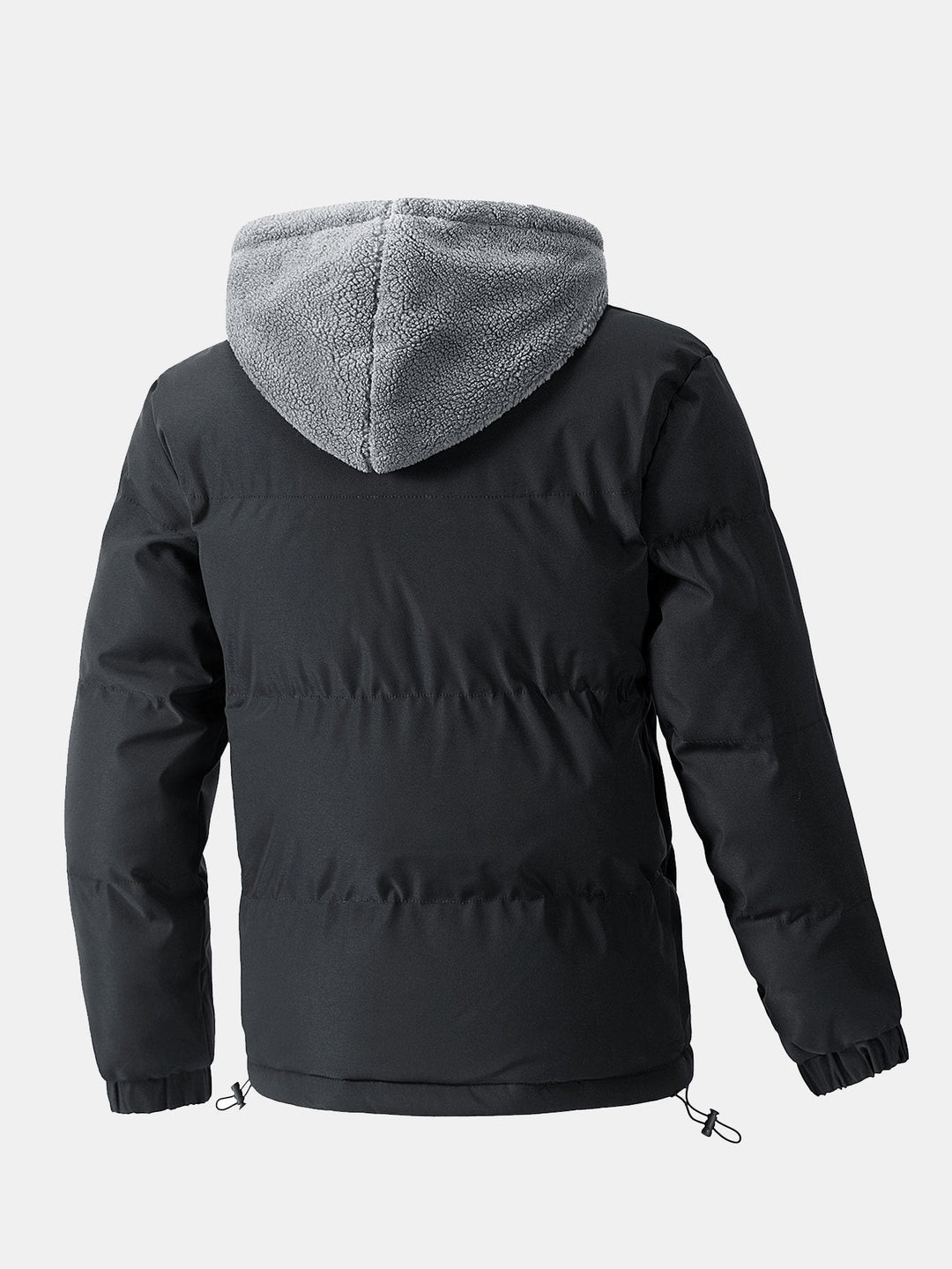 Herr Vadderad Pufferjacka med Huva – Teddy Fleece Fodrad Vinterkappa