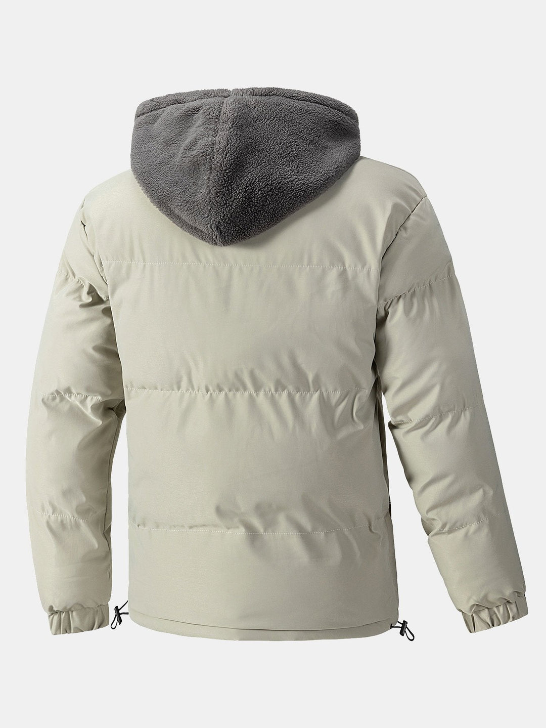 Herr Vadderad Pufferjacka med Huva – Teddy Fleece Fodrad Vinterkappa