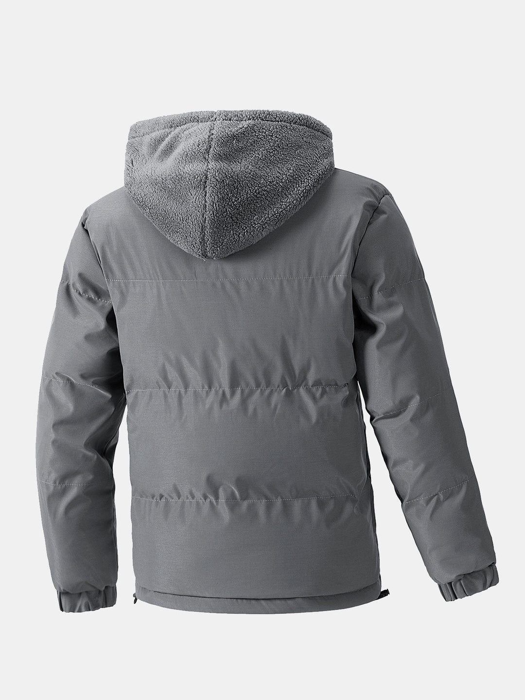 Herr Vadderad Pufferjacka med Huva – Teddy Fleece Fodrad Vinterkappa