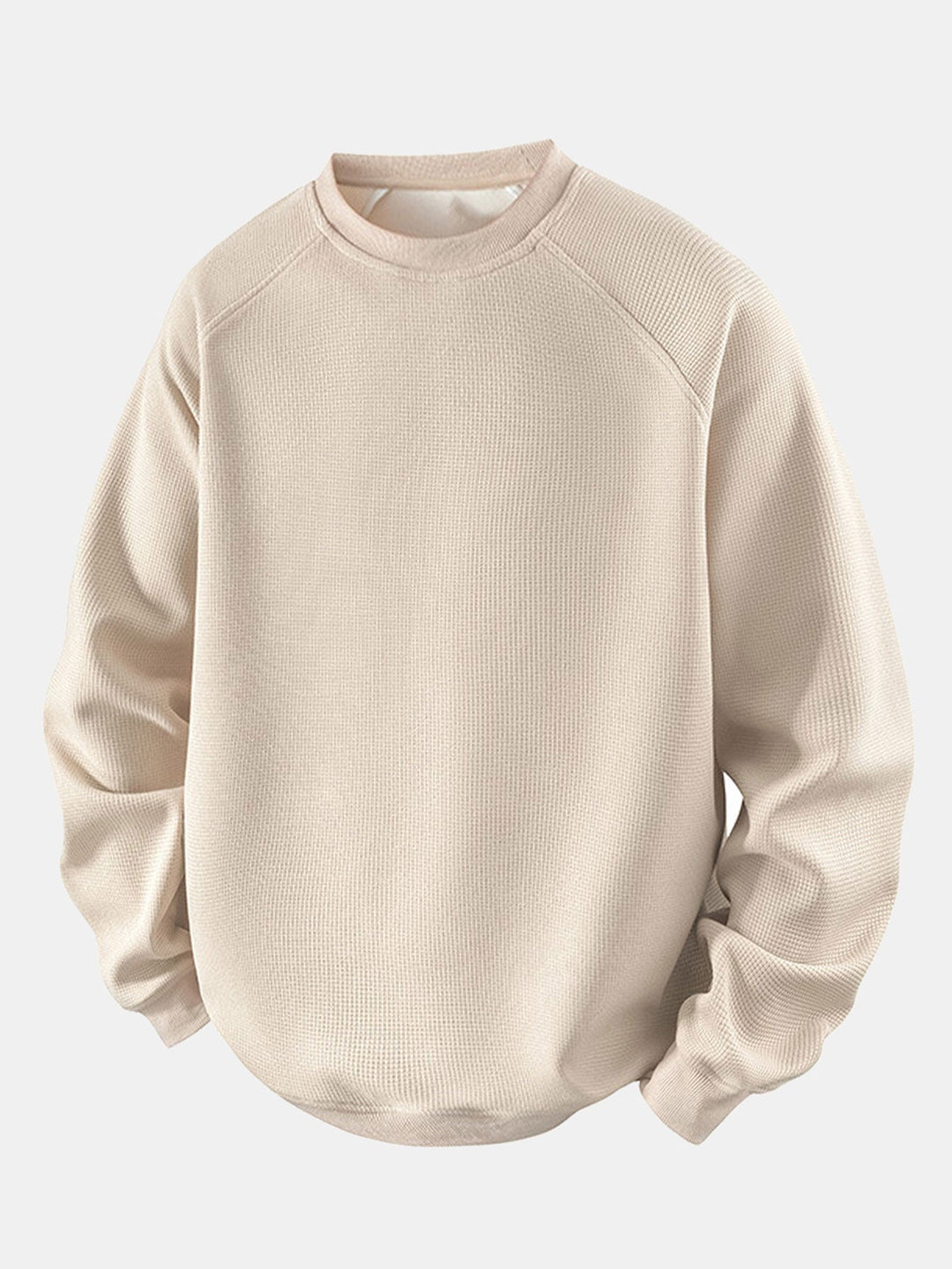 Herr Vaffeltexterad Crew Neck Sweatshirt in beige, Relaxad Passform