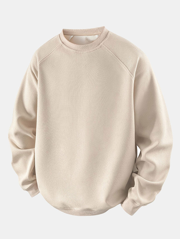 Herr Vaffeltexterad Crew Neck Sweatshirt in beige, Relaxad Passform