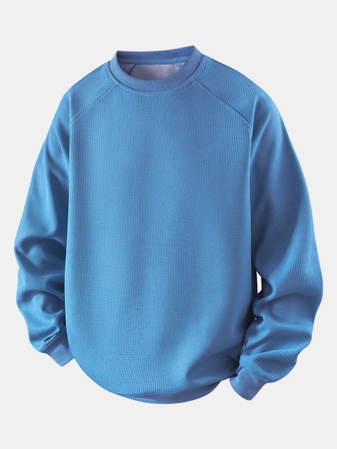 Herr Vaffeltexterad Crew Neck Sweatshirt in blå, Relaxad Passform