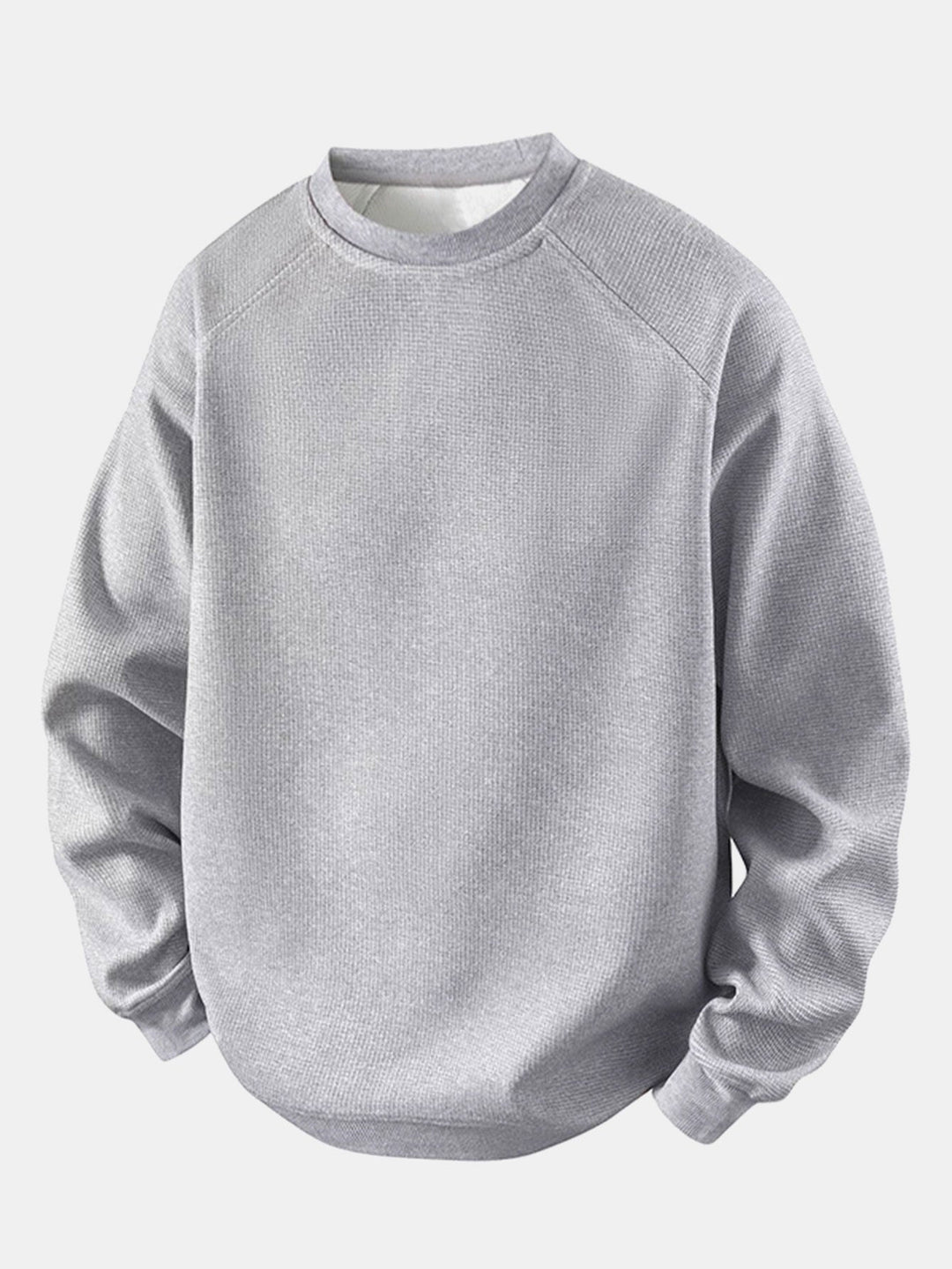 Herr Vaffeltexterad Crew Neck Sweatshirt in grå, Relaxad Passform